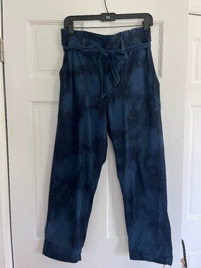 AMO Denim Indigo Tie-Dye Paperbag Waist Belted Pants Size 27